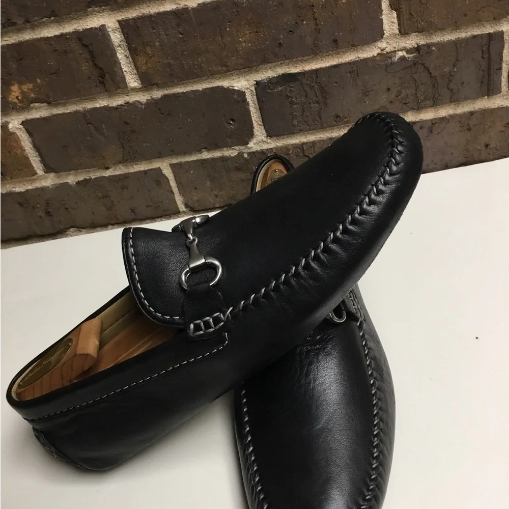Robert Zur Black Leather Bit-Detail Loafers